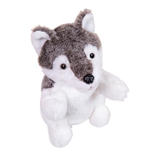 Aublinto Cartoon Plush Toy Tier Handpuppe, Liebreiziges kleines Kreaturen Handpuppe für fantasievolles Spielen, Kids aus PP-Watte Gray Husky von Aublinto