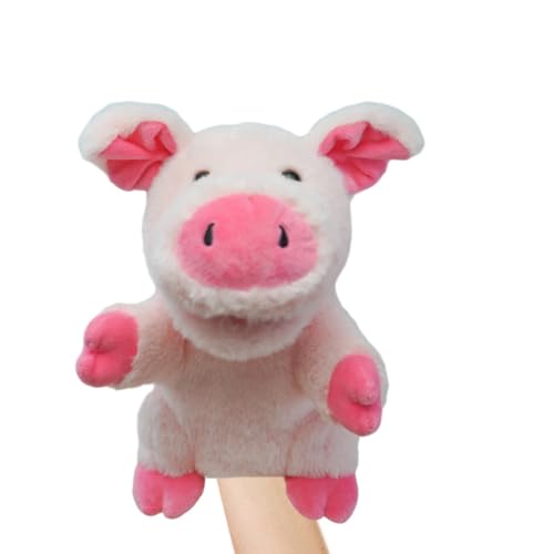 Aublinto Cartoon Plush Toy Tier Handpuppe, Liebreiziges kleines Kreaturen Handpuppe für fantasievolles Spielen, Kids aus PP-Watte Pink Schwein von Aublinto