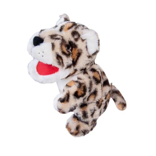 Aublinto Cartoon Plush Toy Tier Handpuppe, Liebreiziges kleines Kreaturen Handpuppe für fantasievolles Spielen, Kids aus PP-Watte White Leopard von Aublinto