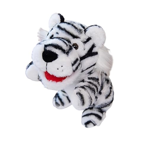 Aublinto Cartoon Plush Toy Tier Handpuppe, Liebreiziges kleines Kreaturen Handpuppe für fantasievolles Spielen, Kids aus PP-Watte White Weißer Tiger von Aublinto