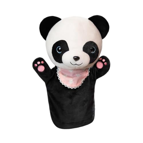 Aublinto Cartoon Plush Toy Tier Handpuppe, Sanfte Handpuppe Plush Spielzeug, Perfekt für Geschichtenerzählen und fantasievolles Spielen aus PP-Watte Black Panda von Aublinto