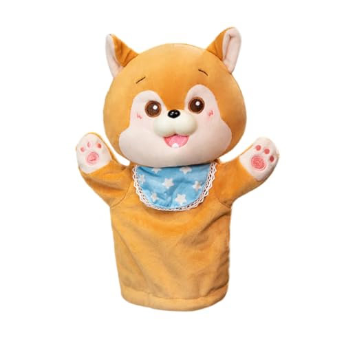 Aublinto Cartoon Plush Toy Tier Handpuppe, Sanfte Handpuppe Plush Spielzeug, Perfekt für Geschichtenerzählen und fantasievolles Spielen aus PP-Watte Brown Shiba Inu von Aublinto