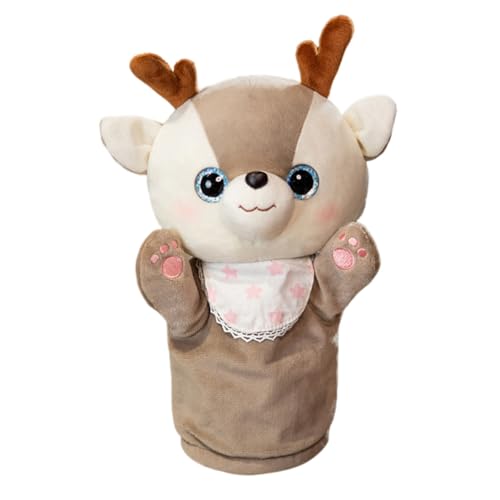 Aublinto Cartoon Plush Toy Tier Handpuppe, Sanfte Handpuppe Plush Spielzeug, Perfekt für Geschichtenerzählen und fantasievolles Spielen aus PP-Watte Grey Elch von Aublinto