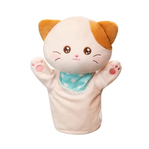 Aublinto Cartoon Plush Toy Tier Handpuppe, Sanfte Handpuppe Plush Spielzeug, Perfekt für Geschichtenerzählen und fantasievolles Spielen aus PP-Watte White Katze von Aublinto