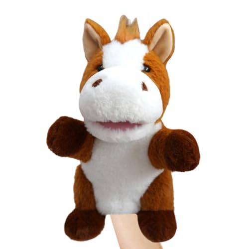 Aublinto Cartoon Stofftier Kuscheltier Plüschtier Tier-Handpuppe entzückende kleine Kreatur Handpuppe für fantasievolles Spielen Kinder Pony von Aublinto