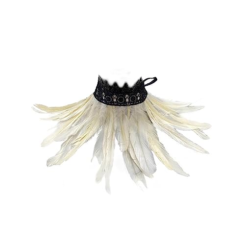 Aublinto Choker Victorian Vintage Feder Manschette Federkragen Kostüm Bühne Feder Gothic Halsband für Halloween Kostüm Rollenspiel Party Halsband Natürlichen Feder Federstola von Aublinto