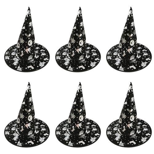 Aublinto Hexenhut Hut Hexe Halloween Frauen Damen Hexenhut Ursula für Halloween Party Mardi Gras Maskerade Herren Damen Cosplay Karneval Hut Dekoration hut kinder hut festival herren 6PCS von Aublinto