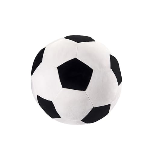 Aublinto Kugelförmiger Plush Kissen Sport Plush Kissen - Plush PP Cotton Kissen für Heimdeko und Geschenke Black Fußball von Aublinto