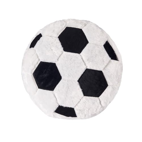 Aublinto Kugelförmiger Plush Kissen Sport Plush Kissen - Plush PP Cotton Kissen für Heimdeko und Geschenke Black Fußball von Aublinto