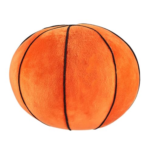 Aublinto Kugelförmiger Plush Kissen Sport Plush Kissen - Plush PP Cotton Kissen für Heimdeko und Geschenke orange Basketball von Aublinto