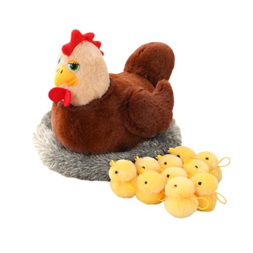 Aublinto Kuscheltier Plüsch Ei Huhn Schwan mit Bauch mit Reißverschluss Hühnernest und Klein Baby Küken Stofftier mit Ei Gefüllt Huhn Plüschtier für Weihnachten Ostern Füllung Party Dekoration von Aublinto