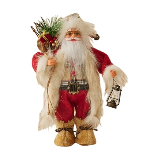 Aublinto Mini Weihnachtsmann Figur stehend Traditionell Rot Weihnachtsdeko Ornament Puppe Weihnachtsmann Figur Langer Bart für Fenster Tisch Kamin Weihnachtsdeko Santa Claus Geschenk Party 30 cm von Aublinto