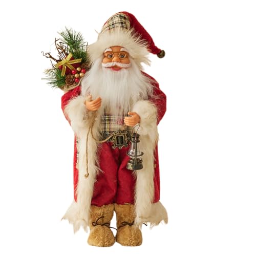 Aublinto Mini Weihnachtsmann Figur stehend Traditionell Rot Weihnachtsdeko Ornament Puppe Weihnachtsmann Figur Langer Bart für Fenster Tisch Kamin Weihnachtsdeko Santa Claus Geschenk Party 45 cm von Aublinto