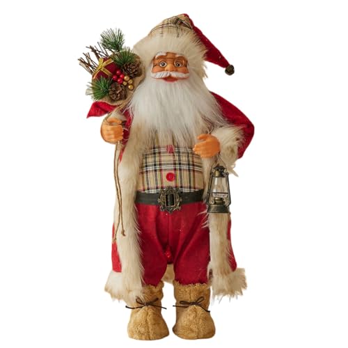 Aublinto Mini Weihnachtsmann Figur stehend Traditionell Rot Weihnachtsdeko Ornament Puppe Weihnachtsmann Figur Langer Bart für Fenster Tisch Kamin Weihnachtsdeko Santa Claus Geschenk Party 60 cm von Aublinto