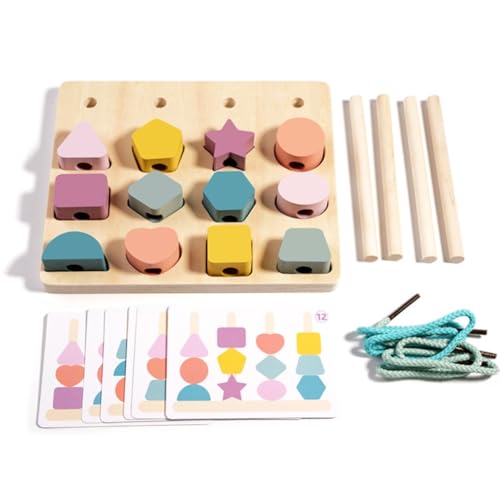 Aublinto Montessori 3-in-1 Holz Formen Sortierer für Kleinkinder Geometrisches Lernspielzeug mit Farb- und Formmatching, Stapelspielzeug für frühes Lernen, Ideal für Kinder ab 1 Jahr zur Förderung von Aublinto