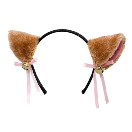 Aublinto Niedliche haarschmuck Stirnband Haarnadelcosplay anime Halloween Kostüm Katzenohren Haarreif Plüsch Fuchs Ohren Stirnband Ohren mit Goldenen Glöckchen Katze Fuchs Wolf Kamel von Aublinto