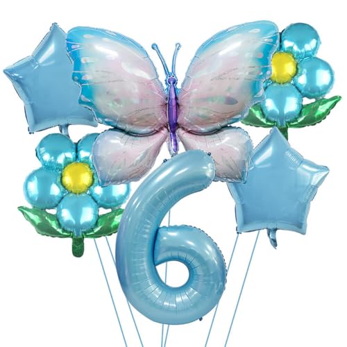 Aublinto Party-Deko Luftballons Geburtstag Happy Birthday Ballon Schmetterling Deko Geburtstag Schmetterling Folienballons Girlande Mädchen Schmetterling Deko Torte Kinder Typ 6 von Aublinto
