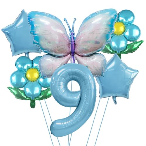 Aublinto Party-Deko Luftballons Geburtstag Happy Birthday Ballon Schmetterling Deko Geburtstag Schmetterling Folienballons Girlande Mädchen Schmetterling Deko Torte Kinder Typ 9 von Aublinto