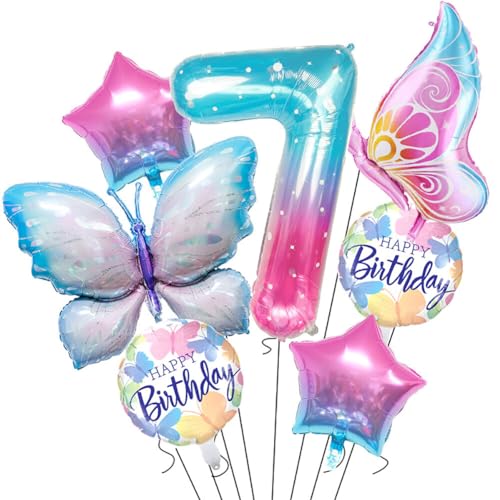 Aublinto Party-Deko Luftballons Geburtstag Happy Birthday BallonSchmetterling Folienballon digitaler Aluminiumfolie Party-Dekoration Geburtstag Babyparty gemischte Farben Typ 7 von Aublinto