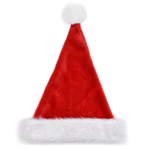 Aublinto Plüsch Weihnachtsmütze rote Weihnachtsmütze mit flauschiger Kugel weiche Erwachsene/Kinder Weihnachtsmütze Requisiten für Heiligabend Weihnachten Bankett Cosplay Party Accessoire von Aublinto