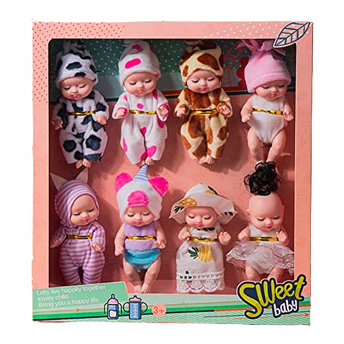 Aublinto Puppen Spielzeug Mini Reborn Puppen Realistische Babypuppe mit Kleidung Set Mini Schlafende Wiedergeburt Puppen New Born Baby Puppe Silikon Puppen für Kleinkinder Kinder Mädchen ab 3 Jahren von Aublinto