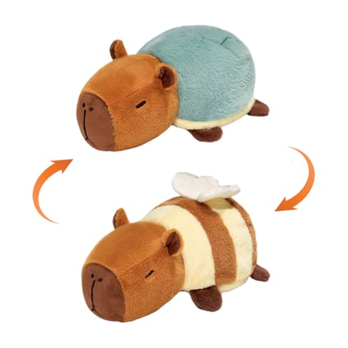 Aublinto Reversible Capybara Stoffed Doll Plüschspielzeug süße Capybara Crocodile Puppen Doppelseite Kapibara Weichwurf Kissen Cartoon Tierplüsch für Kinder Geburtstagsgeschenke 14 Zoll A001 von Aublinto