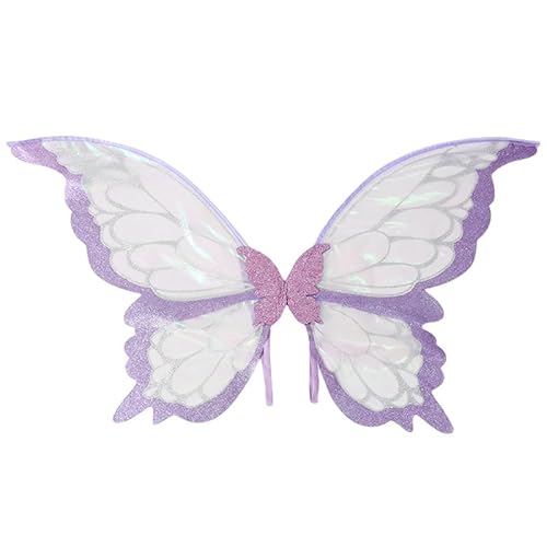 Aublinto Schmetterling Kostüm Damen, Karneval Kostüm Damen, Feenflügel mit Elfenohren, Erwachsene Fee Kostüm,Bunter Schmetterling Umhang,für Halloween Fasching Party Cosplay, Butterfly Wing DA002 von Aublinto