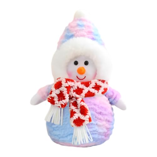 Aublinto Schneemann-Plüschtier, Handgemachte Weihnachten Dekoration, Pompom-Besetzte Kuscheltiere, Wolldecke, Kinderzimmer, Wohnzimmer violett von Aublinto