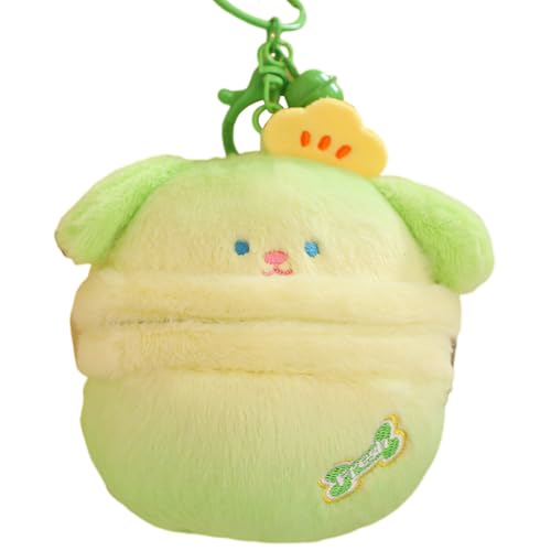 Aublinto Spielzeug Puppe Cartoon Tierpuppen Kuscheltier Kuscheltiere Plüschpuppe Entzückender Welpe Plüsch Anhänger Schlüsselanhänger Tasche Charme Stofftier Rucksack Schlüsselanhänger Grün 10CM von Aublinto