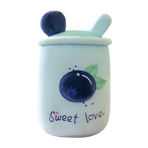 Aublinto Spielzeug Puppe Cartoon Tierpuppen Kuscheltier Kuscheltiere Plüschpuppe Stofftier Plüschkissen Weiches lebensechtes Bubble Pearl Milk Tea Plüsch Rückenkissen Geschenk Spielzeug Blau 50CM von Aublinto