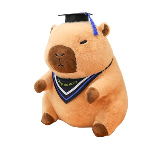 Aublinto Spielzeug Puppe Cartoon Tierpuppen Kuscheltier Kuscheltiere PlüschpuppeEntzückendes Capybara Stofftier Puppe Plüschtier mit Abschlusshut Glückwunsch-Abschlussgeschenk für Geschenk Blau 45 cm von Aublinto