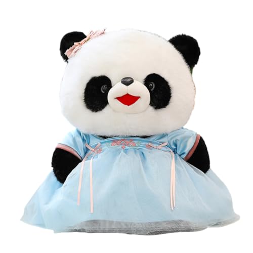 Aublinto Spielzeug Puppe Cartoon Tierpuppen Kuscheltier Kuscheltiere PlüschpuppePandapuppen Kuscheltiere Spielzeug Plüschtiere entzückendes Cartoon-Panda-Plüschtier im Hanfu-Kleid Blau 45 cm von Aublinto