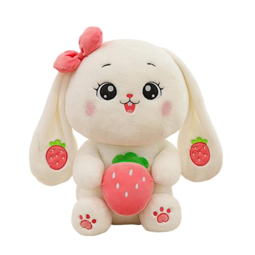 Aublinto Spielzeug Puppe Cartoon Tierpuppen Kuscheltier Kuscheltiere Plüschtier mit Fliege und Hase weiches Kaninchen süßes schlafendes Kaninchen Puppe Geschenk für Kinder Pfirsich 35 cm von Aublinto