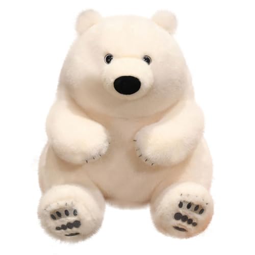 Aublinto Spielzeug Puppe Cartoon Tierpuppen Kuscheltier Stofftier Bär weiß Plüschtier Eisbär realistisch gestaltetes Super weiches lebensecht gestaltetes für Kleinkinder Weicher Kuscheltier 23 cm von Aublinto