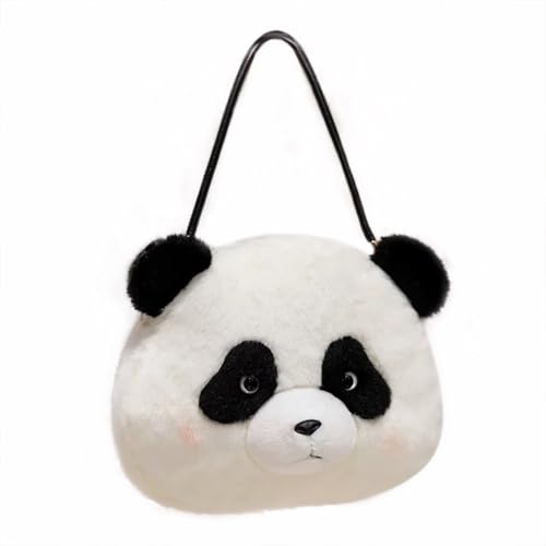 Aublinto Süßer Bären Plush Handtasche für Kinder und Erwachsene - Stylischer Bären Crossbody Handtasche aus PP-Cotton Black Panda von Aublinto