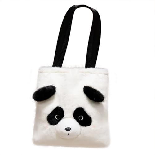 Aublinto Süßer Bären Plush Handtasche für Kinder und Erwachsene - Stylischer Bären Crossbody Handtasche aus PP-Cotton Black Panda von Aublinto