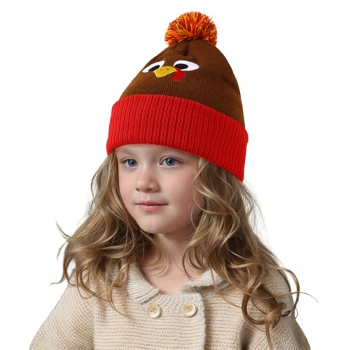 Aublinto Thanksgiving Beanie Truthahn Hut Lustige Truthahn Hut Strickmütze für Damen Herren Party Dress Up Cosplay Kostüm, Thanksgiving-Mütze, Einheitsgröße Thanksgiving Halloween Party Truthahn Hut von Aublinto