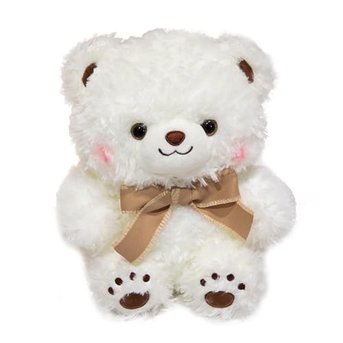 Aublinto Verspielter Bären Plush Puppe mit Schlauch - Cuddly Bären Plush Begleiter Puppe mit Schlauch - Perfekte Weihnacht Geschenk für Kinder und Liebende aus PP-Cotton White Tragen von Aublinto