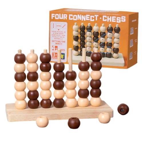 Deluxe Reihe 3D aus Holz - Spiele-Klassiker in hochwertiger Holz-Ausführung mit 49 Kugeln, für Kinder ab 6 Jahre und Erwachsene, Strategie-Spiel für 2 Spieler Wooden Four in Folge Strategiespiel von Aublinto