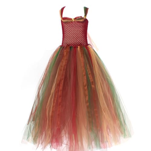 Dschungel-Feen-Prinzessin-Tutu-Rock mit Flügeln und Zauberstab, Halloween-Performance, Kinderkleid, langer Rock, XL Kinder Prinzessin Kostüm Kleid Cosplay Mädchen Faschingkostüm Ankleiden Karneval von Aublinto