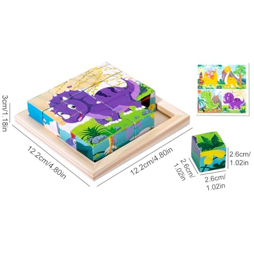 Holzwürfel-Puzzle, Spielzeug für frühe Bildung, sechsseitiges Puzzle, Lernspielzeug für Kinder, Hand-Auge-Koordinationspuzzle, Problemlösungsspielzeug, Entwicklung von feinmotorischen Fähigkeiten von Aublinto