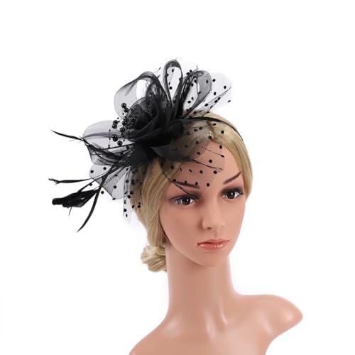 Kopfschmuck, Federschmuck Haare, Feder Haarschmuck Kopfbedeckung Schwarz für Halloween Karneval Party Hochzeit Tee-Party Dekoration Accessoire für Fascinator Damen 1920er Jahre Flapper Stirnband von Aublinto