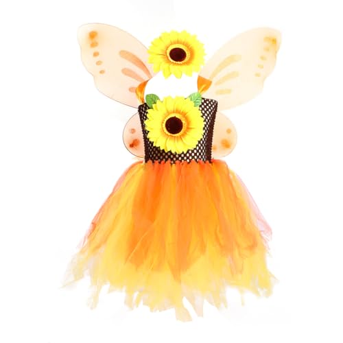 Mädchen Prinzessin Kleid Sonnenblumen Kostüm Baby Kinder Mädchen Weihnachtskleid Schneemann Elf Weihnachtsmann Kostüm Prinzessin Partykleid Festliches Festkleid Party Zubehör Gärtner Hippie Kostüm von Aublinto