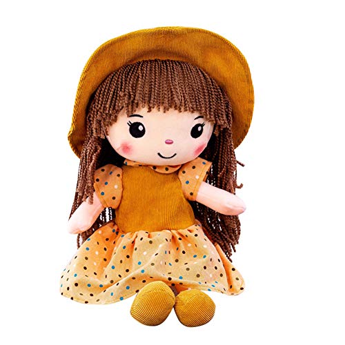 Niedliche Puppe Plüschpuppe Mädchen Kuschelpuppe Stoffpuppe Kinder Weiche Stoffpuppe, Stoffpuppe babypuppe Püppchen mit Haar, Schöne Puppe Stoffpuppe Plüsch Stofftier Spielzeug Cartoon Deko Toy von Aublinto