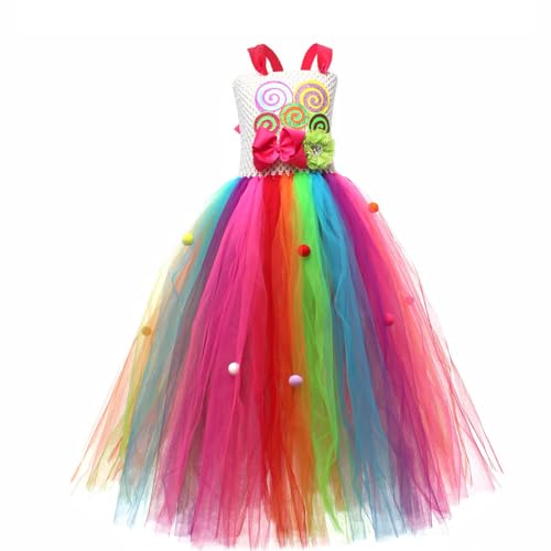 Prinzessin Kleider Candy-Kleid Kostüm Mädchen Mesh Kuchen Kleider für Urlaub Bash Kinder Geburtstag Party Thema Partei Halloween Candy Kostüm für Kinder Lutscher Süssigkeit Karneval Kostüm Kleid von Aublinto