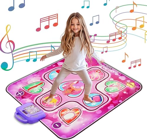 Aucrsozk Tanzmatte Kinder für 3-12 Jahre alte, Musik Tanzmatten Mädchen Spielzeug mit Einstellbare Lautstärke, Elektronisch Dance Matte mit Weiches Material für Weihnachten Geburtstag Geschenk (Rosa) von Aucrsozk