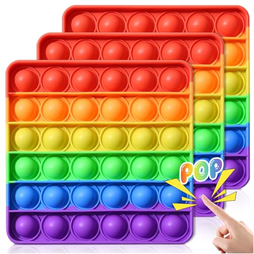 Audasi 3 Stück Push and POP Bubble Silikon Sensorisches Fidget Spielzeug Pop on It Anti-Stress-Stressabbau-Spielzeug Relief Angst Autismus Spielzeug für Kinder und Erwachsene von Audasi