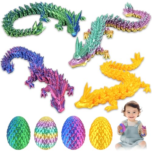 Audasi 3D Gedrucktes Drachenei mit Drache, 4Pcs Vollständig beweglicher Kristalldrache mit Osterei Drachen Spielzeug Action Figuren Überraschungsdrache Im Ei für Geschenke Beweglicher Dragon Egg Audasi 3D Gedrucktes Drachenei mit Drache, 4Pcs Vollständig beweglicher Kristalldrache mit Osterei Drachen Spielzeug Action Figuren Überraschungsdrache Im Ei für Geschenke Beweglicher Dragon Egg von Audasi