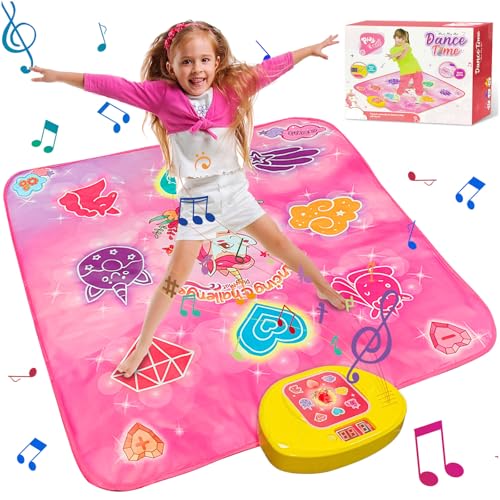 Audasi Tanzmatte für Mädchen Jungen Musikmatte mit 5 Spielmodi 3 Herausforderungsstufen LED-Lichter Elektronisch Musik Tanzpad Geschenke Weihnachten Geburtstags Spielzeug Dance Mat Toys for Girls von Audasi