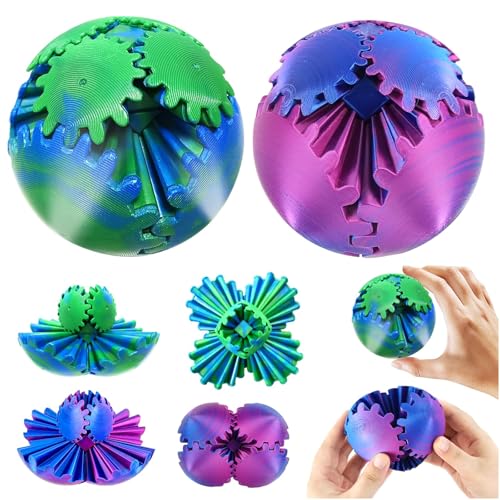 Audasi Gear Ball Fidget 3D Gedruckte Zahnradkugel 2Pack Steampunk Wirbelwunder Zappel Spielzeug Fidget Spielzeug Sensorische Spielzeug Stress & Angst Entspannende Fidget Spielzeug(blau & lila) von Audasi